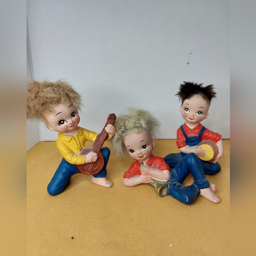 Vintage inarco musicians trio boy figurines from the 50's